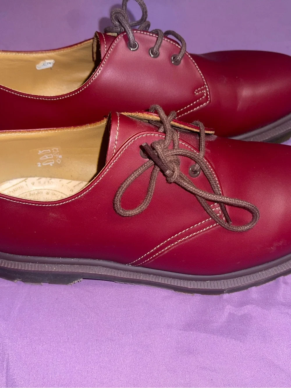 Dr. Martens Men's Burgundy Leather Derby Shoes